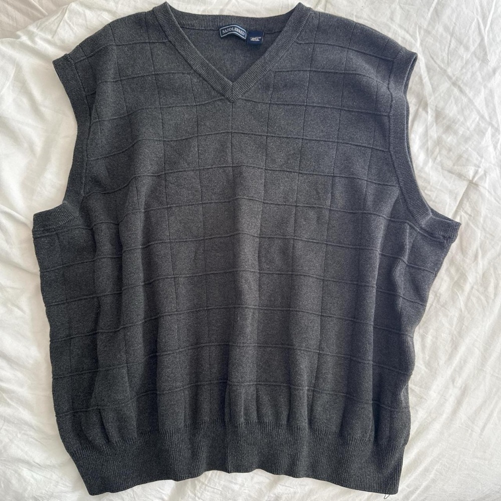 Saddlebred Grey Cotton Sweater Vest